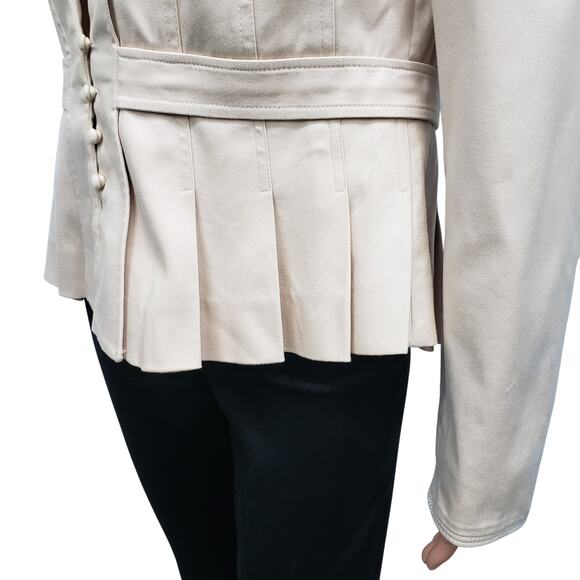 Reiss Poppy Blazer Jacket Size M/L Peplum Pleated Fitted Inverted Notch Collar - Picture 9 of 16